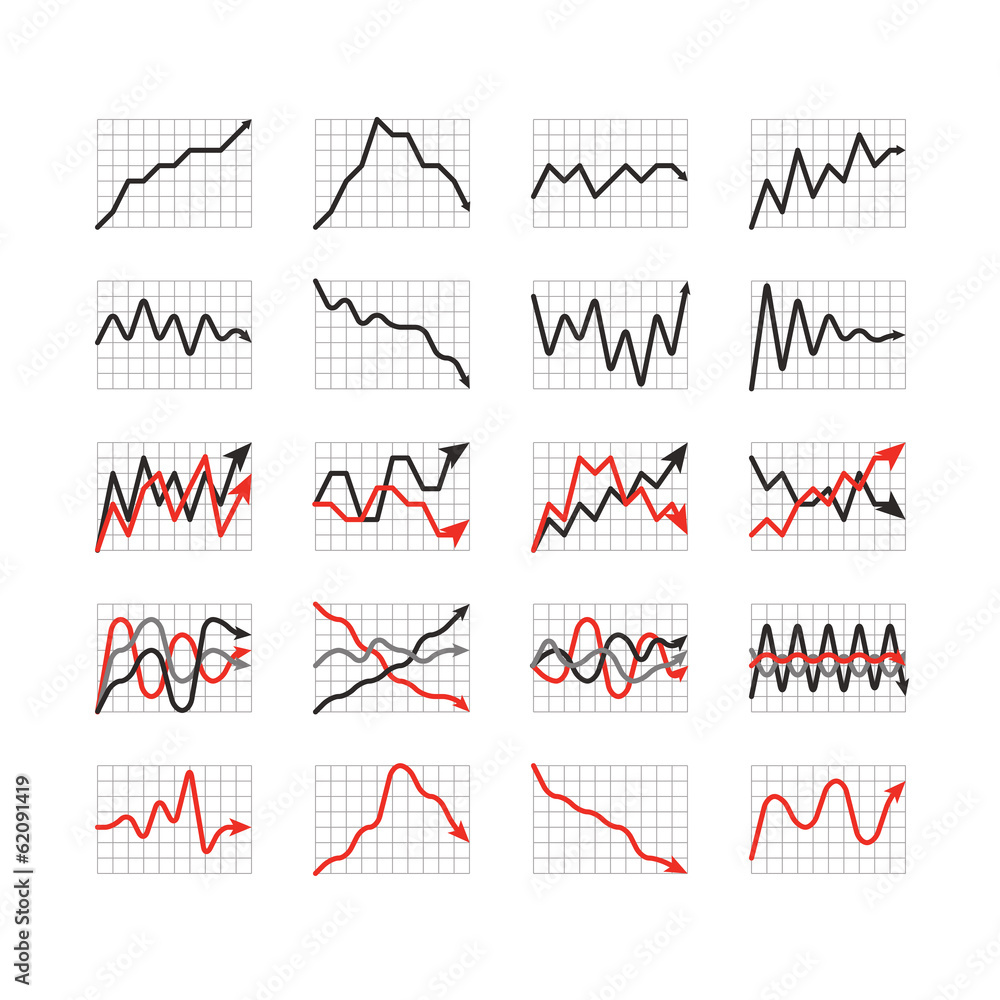 Obraz premium Graphic business ratings and charts collection. Infographic elem