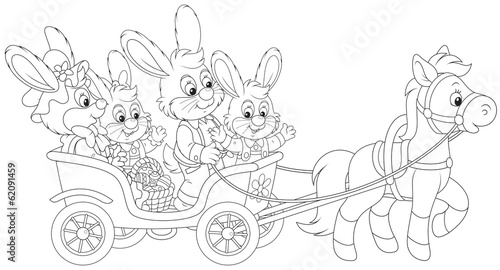 Easter bunnies riding