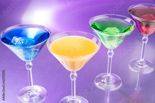 Colorful cocktails in nightclub