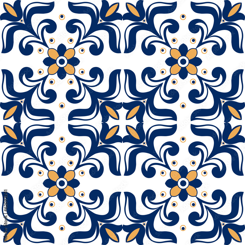Obraz premium Old floral tiles