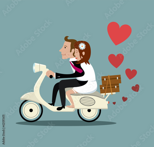 Happy Married Couple on a Moped