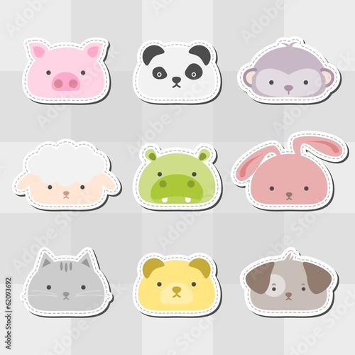 Animal Head Sticker Set