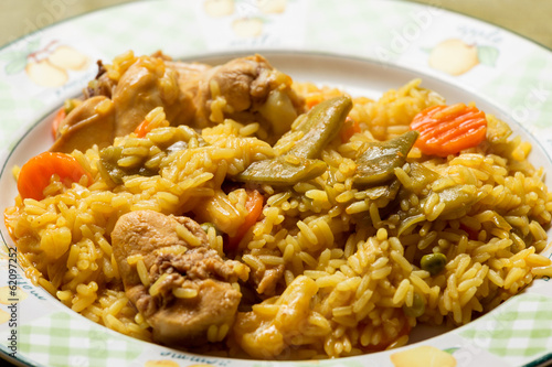 rice with rabbit and vegetables