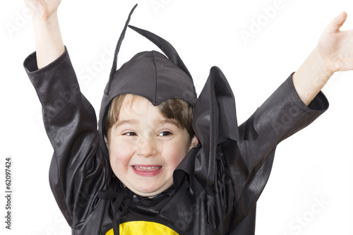 Boy with carnival costume. Little hero - batman