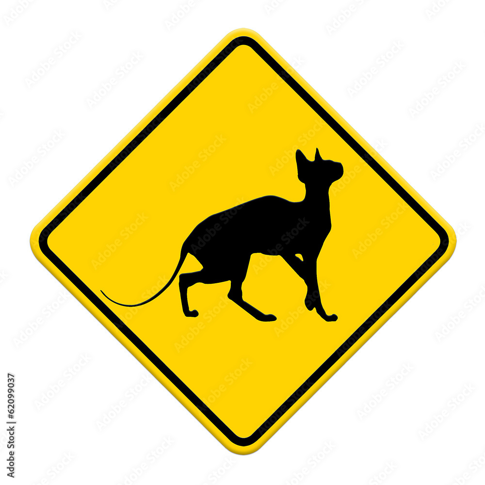 beware cat crossing traffic sign, part of a series beware cat crossing traffic sign, part of a series