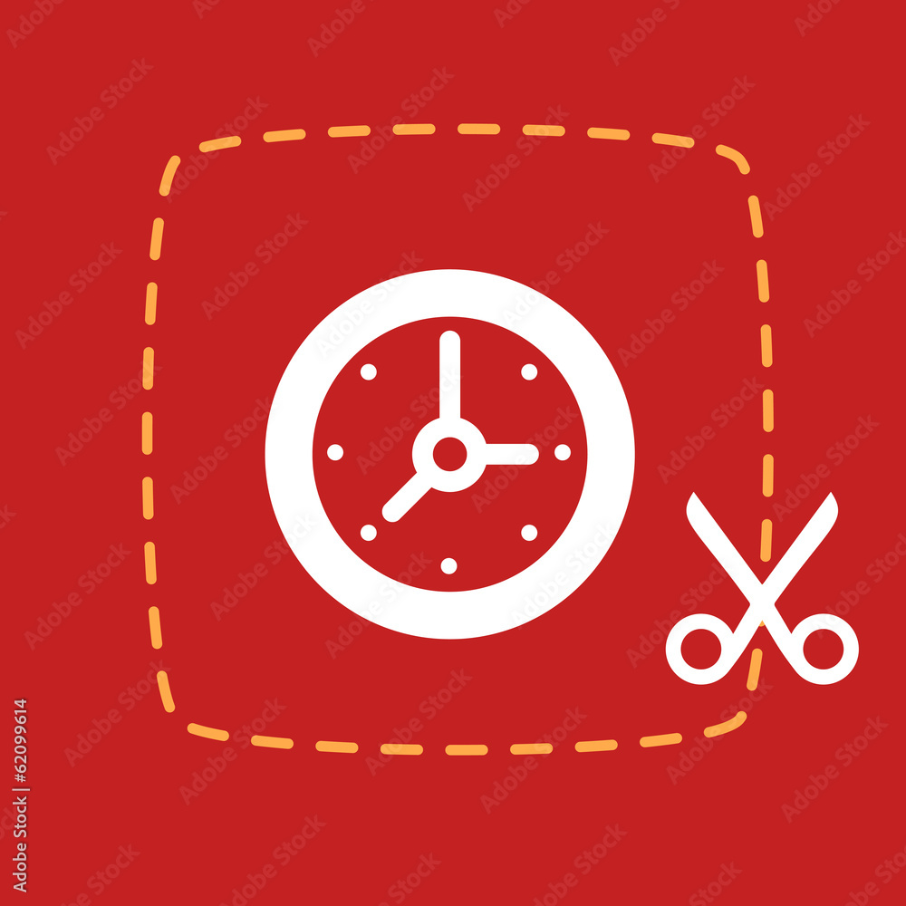 scissors cut sticker with a Clock scissors cut sticker with a Clock