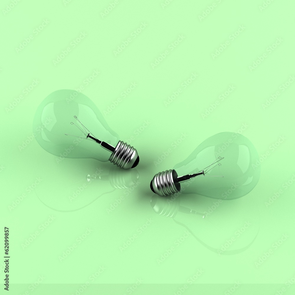 Light bulb isolated on green background Light bulb isolated on green background