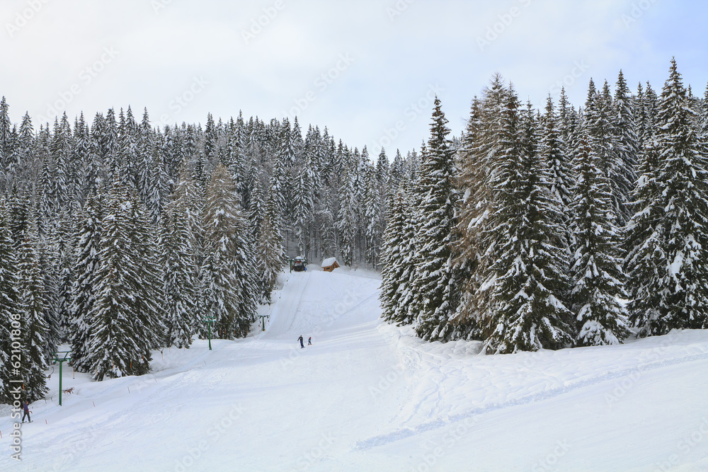 Obraz premium Snowy landscape in the mountains