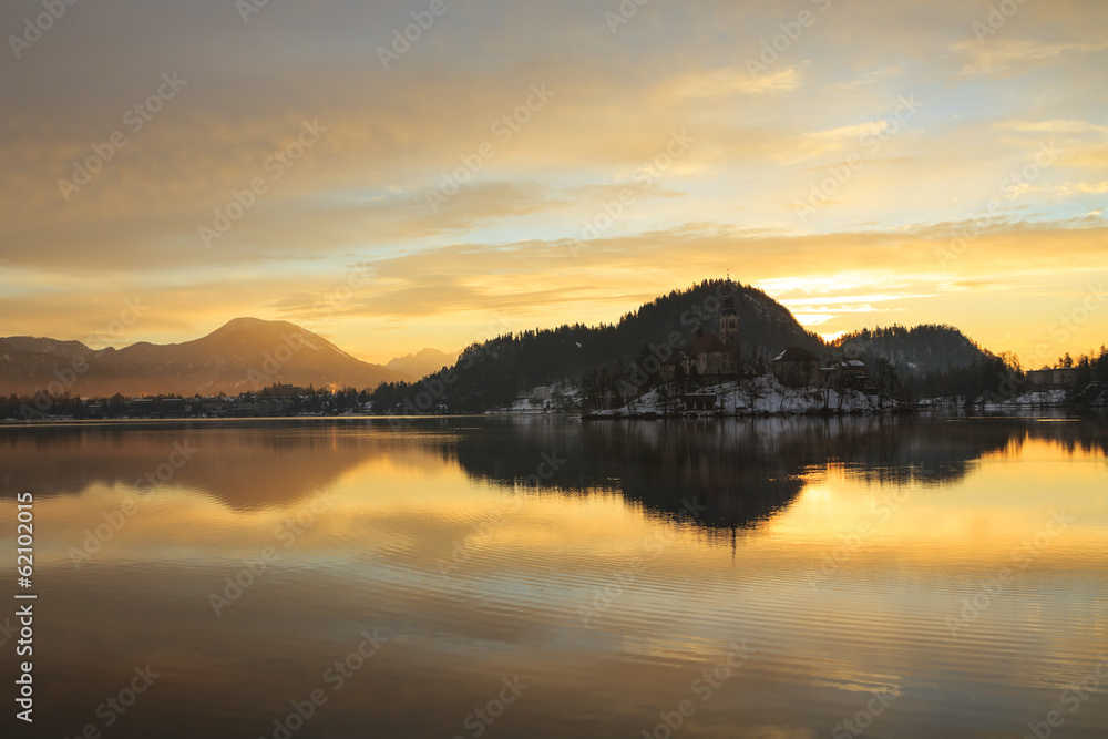 Sunrise on the Bled Lake
