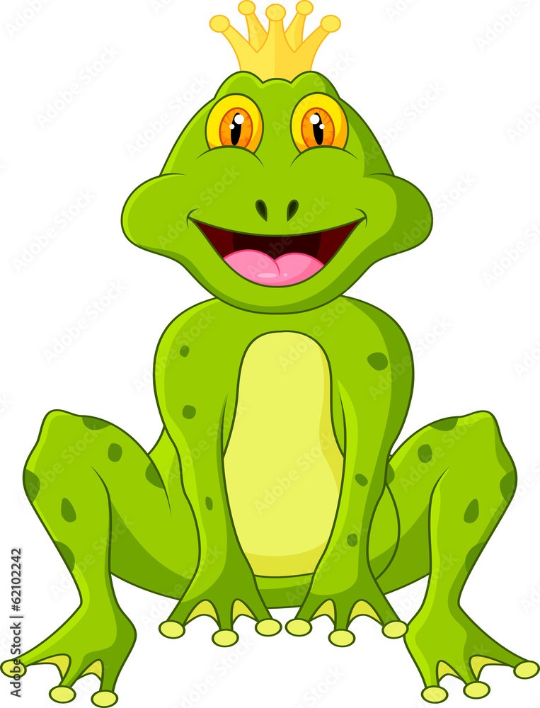 Fototapeta premium Funny frog king cartoon