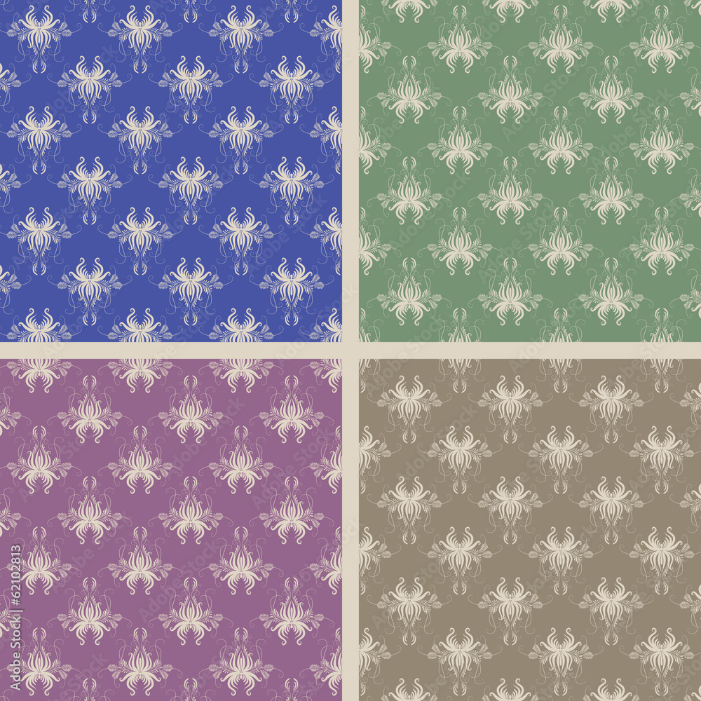 Set of four damask seamless Set of four damask seamless