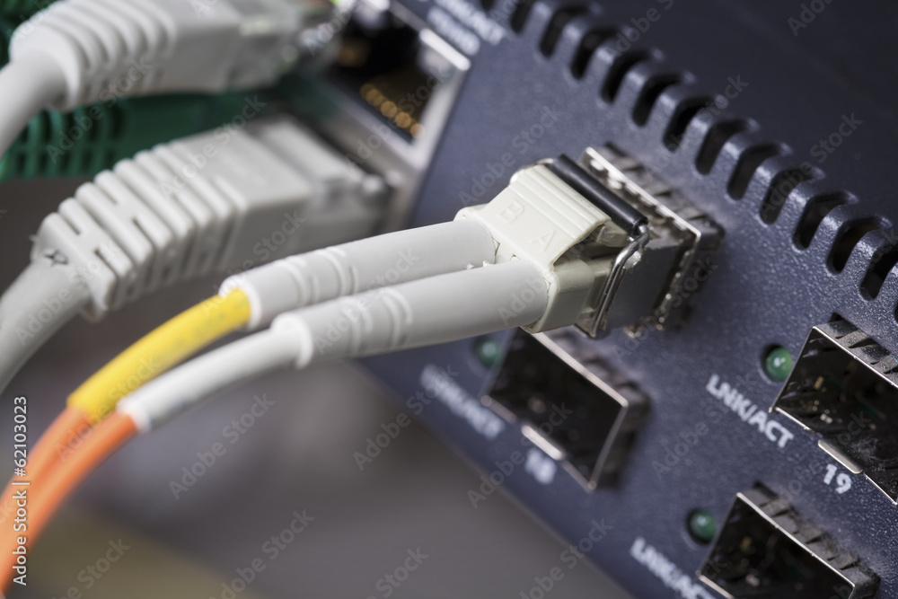 Fiber connection in a network switch Fiber connection in a network switch