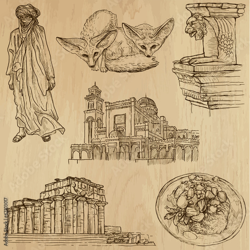 LIBYA_1. Collection of hand drawn illustrations into vector photo