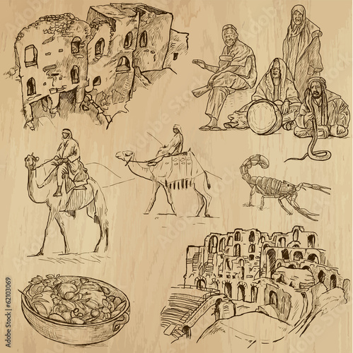 TUNISIA_2. Collection of hand drawn illustrations into vector