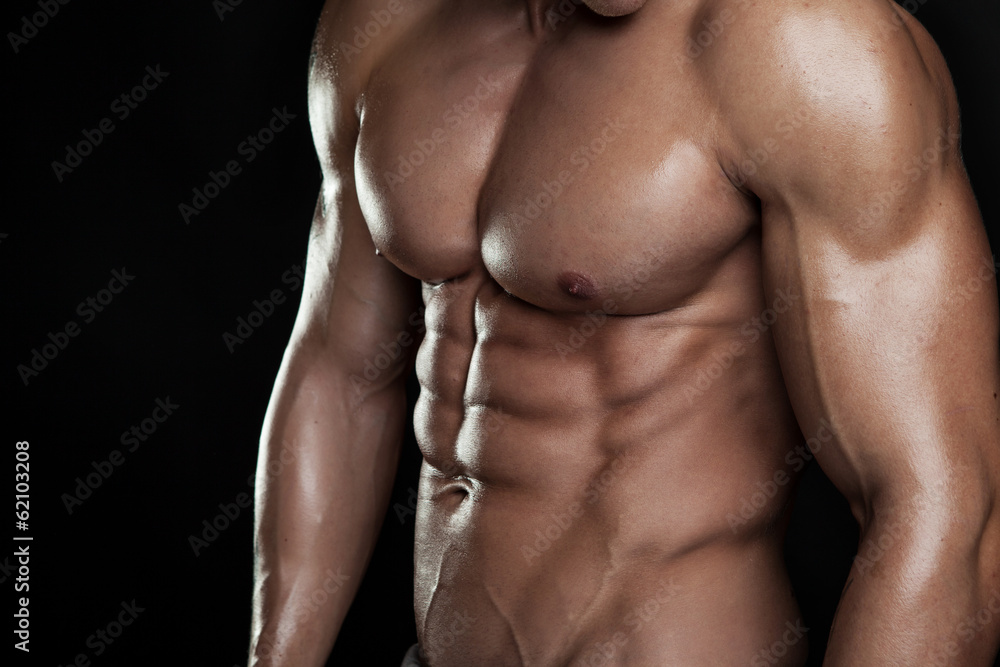 Strong Athletic Man Fitness Model Torso showing six pack abs. Strong Athletic Man Fitness Model Torso showing six pack abs.