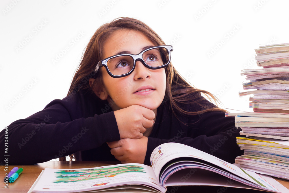 little cute girl do homeworks little cute girl do homeworks