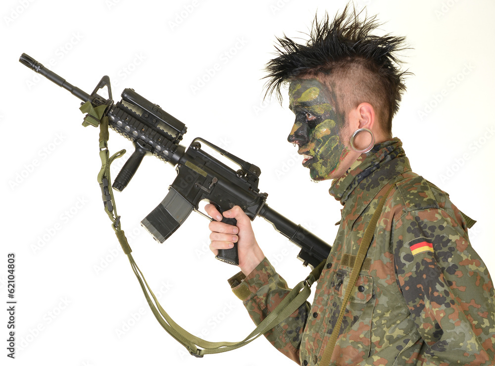 Fototapeta premium camouflage painted face