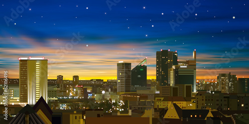 abstract background with city and sunrise