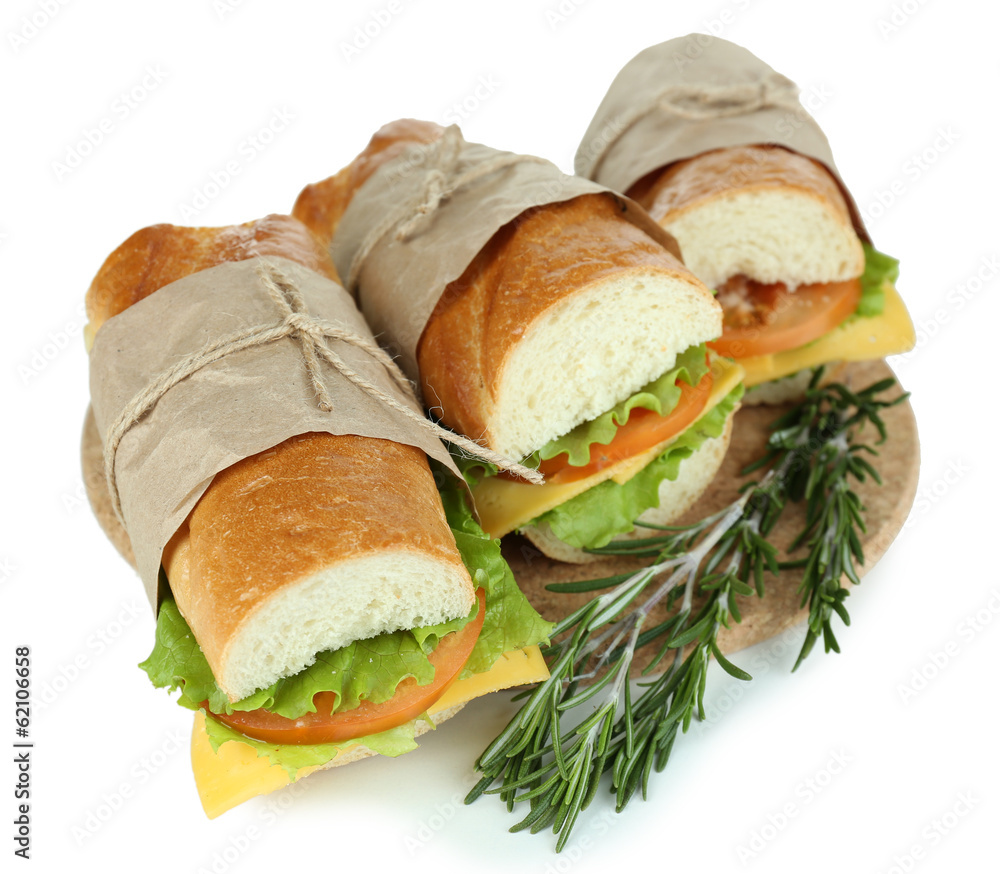 Fresh and tasty sandwich isolated on white Fresh and tasty sandwich isolated on white