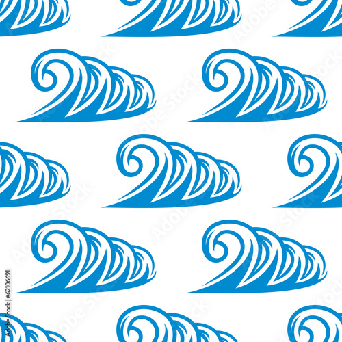 Seamless pattern of curling blue ocean waves