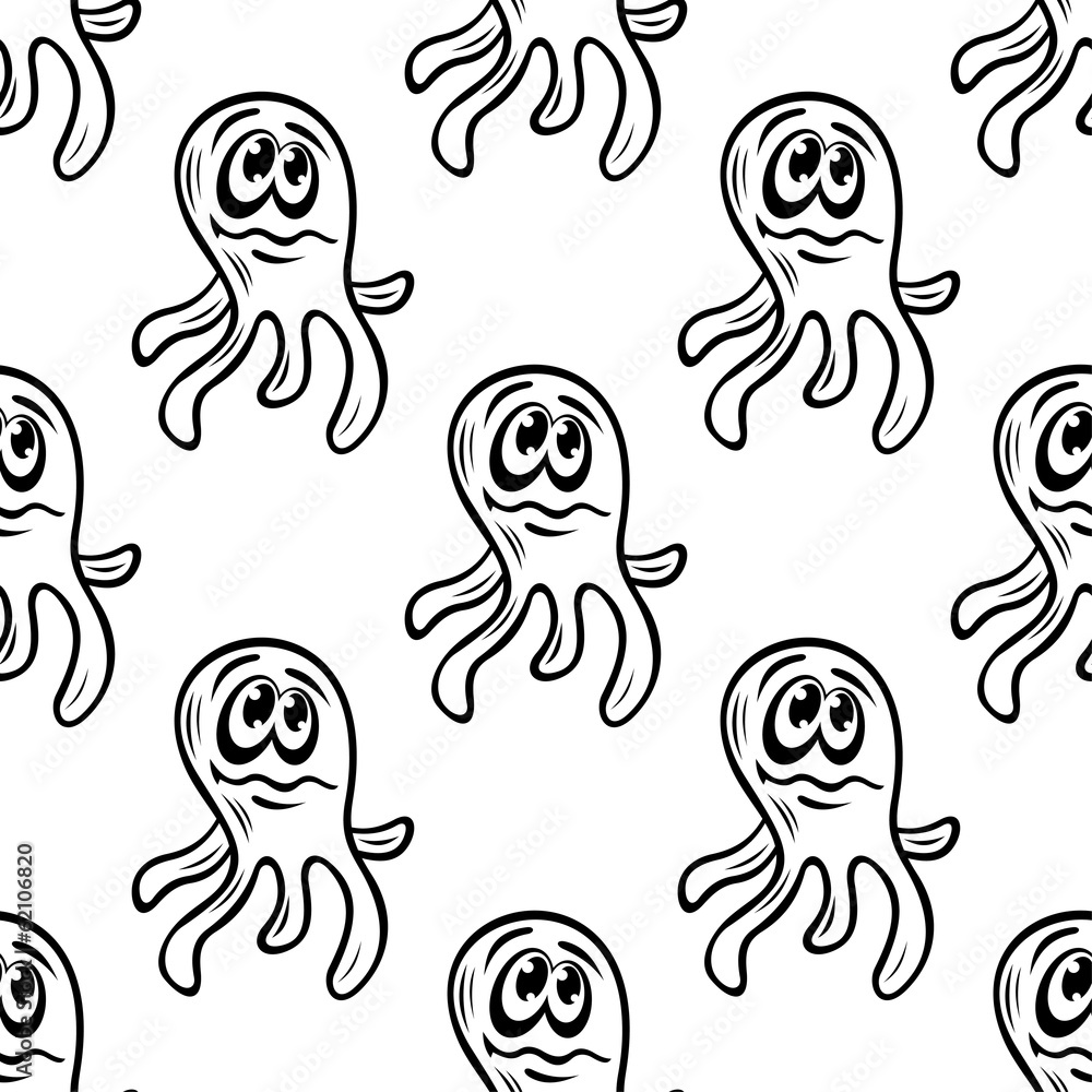 Black and white monster seamless pattern