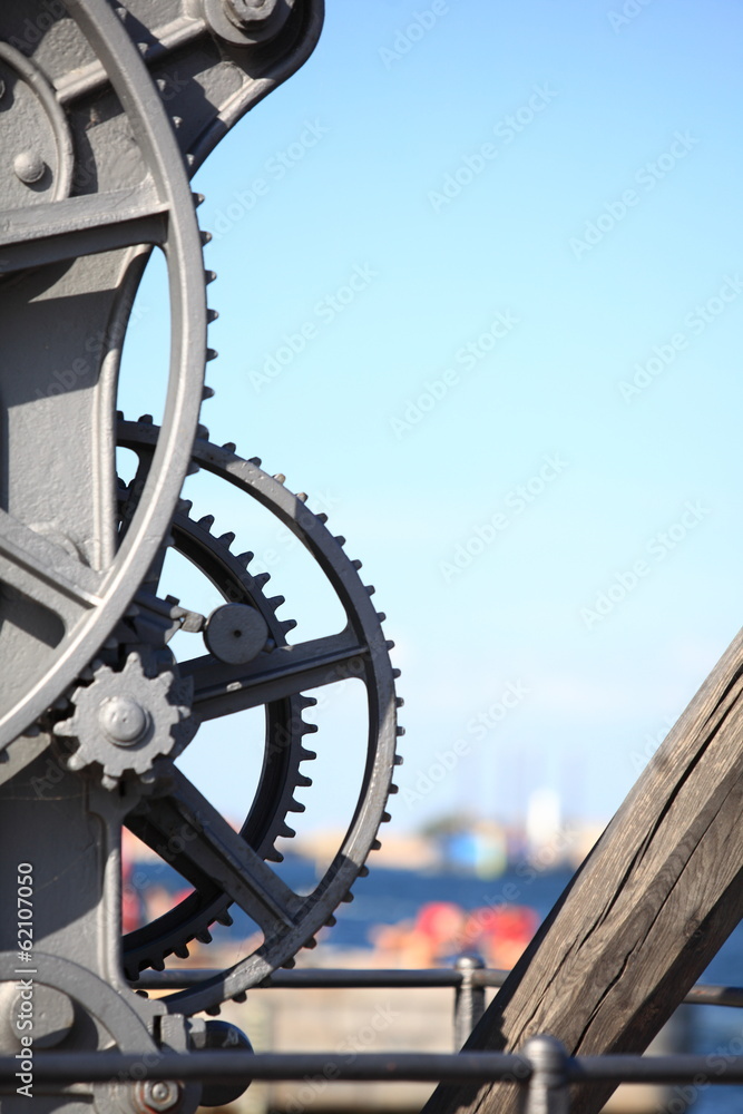 Fototapeta premium steel cog wheels metal gears mechanical ratchets