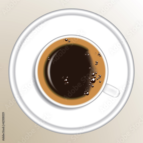 Cuo of coffee from above, fully editable vector