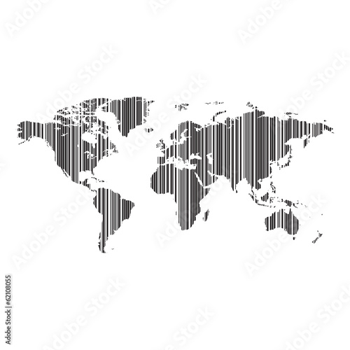 world map as bar-code