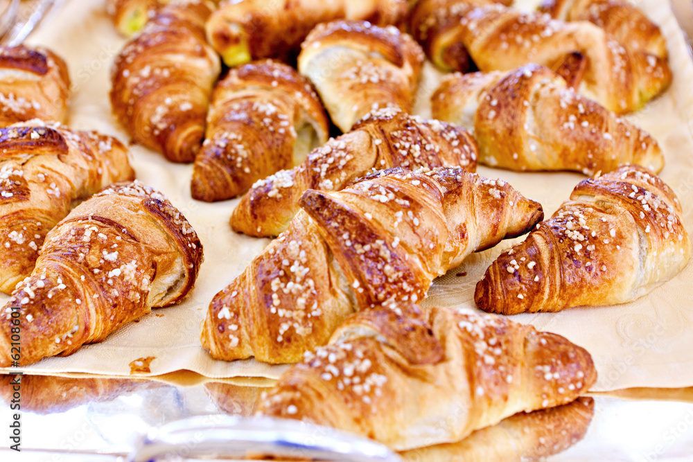 Croissant bread on buffet line Croissant bread on buffet line