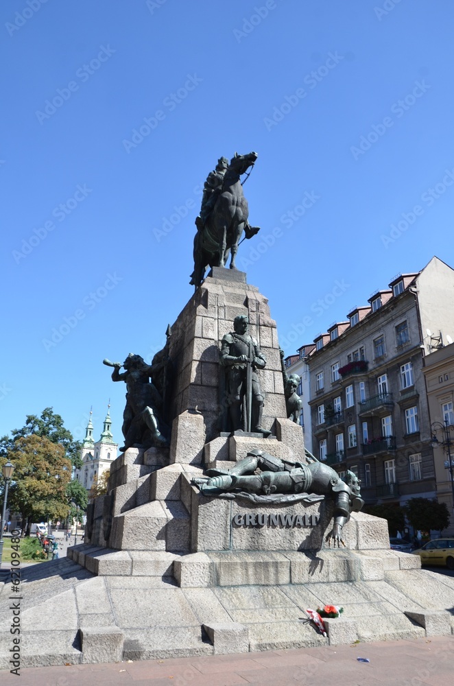 Obraz premium Monument commémoratif, bataille de Grunwald, Cracovie
