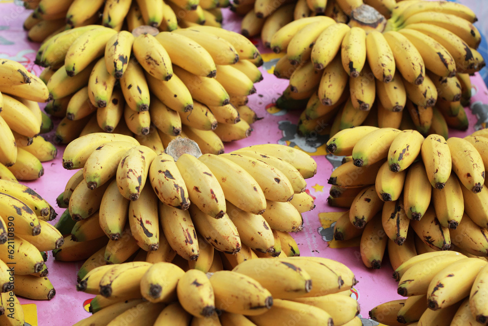 Close-up yellow banana in the market