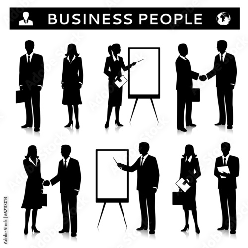 Flipcharts with business people silhouettes