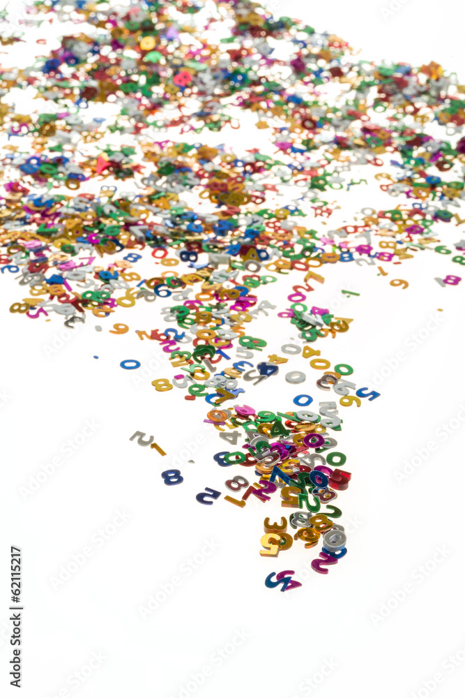 small color numbers confetti on white small color numbers confetti on white