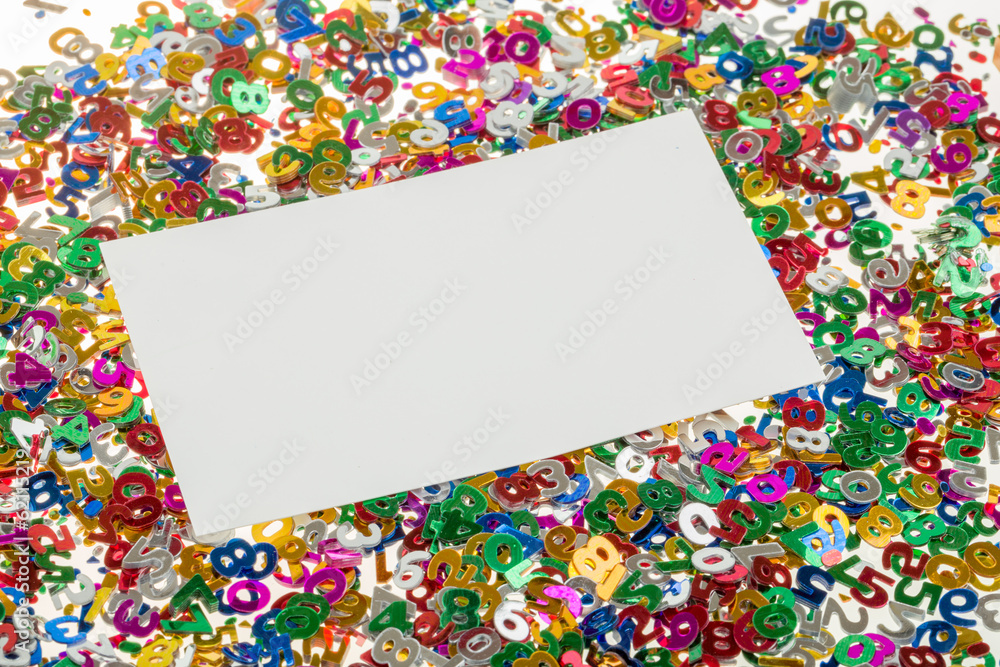 small color numbers confetti and empty card small color numbers confetti and empty card
