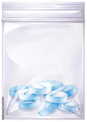 A sealed plastic with pills