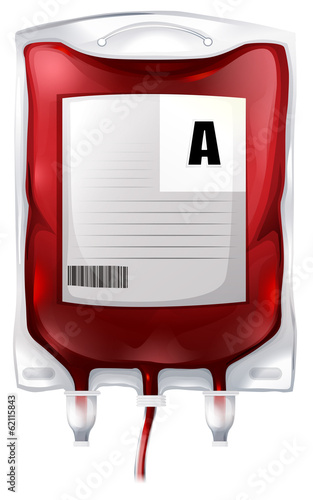 A blood bag with type A blood