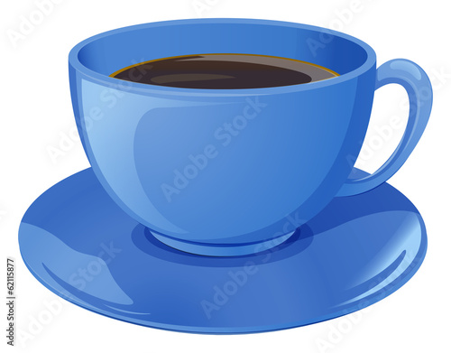 A blue cup with coffee