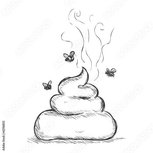 Vector Sketch Illustration -  Bunch of Crap with Flies