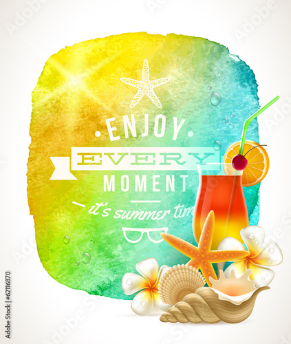 Summer time greeting with summer things