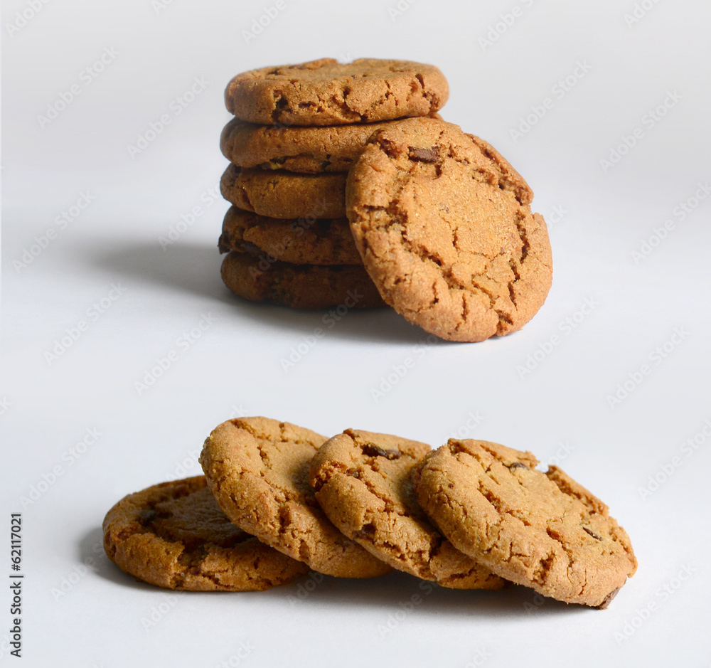 Chocolate chips cookies isolated on white Chocolate chips cookies isolated on white