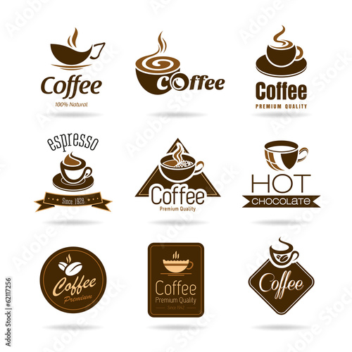 Tapety Zestaw kawowych odznak i ikony