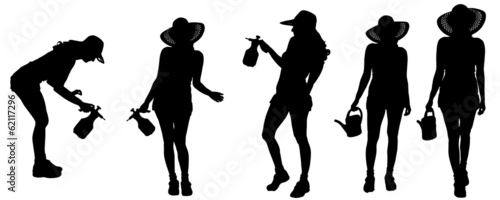 Vector silhouette of a gardener.