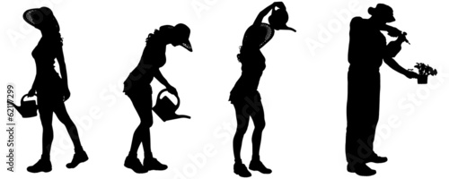 Vector silhouette of a gardener.