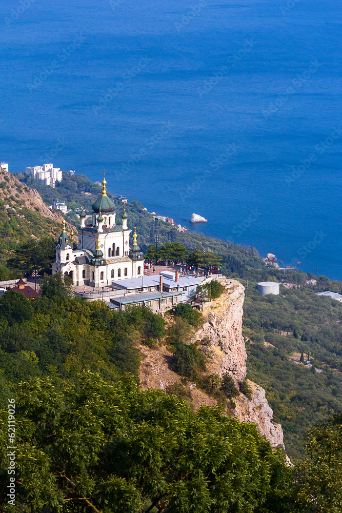 old orthodox church in mountains near Foros town. Crimea.