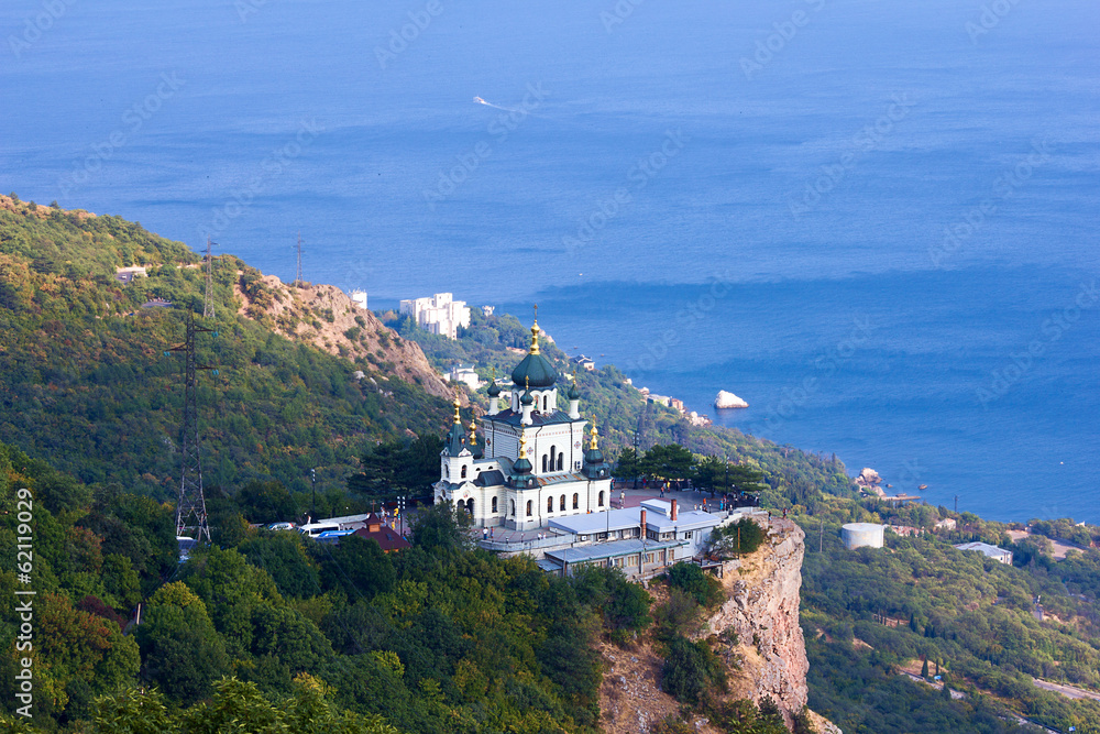 old orthodox church in mountains near Foros town. Crimea.