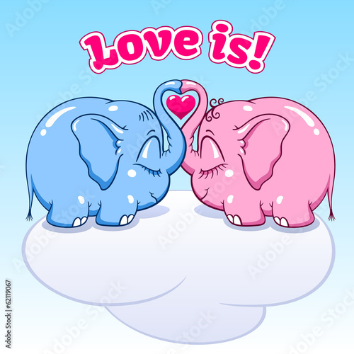 baby elephant in love on the cloud