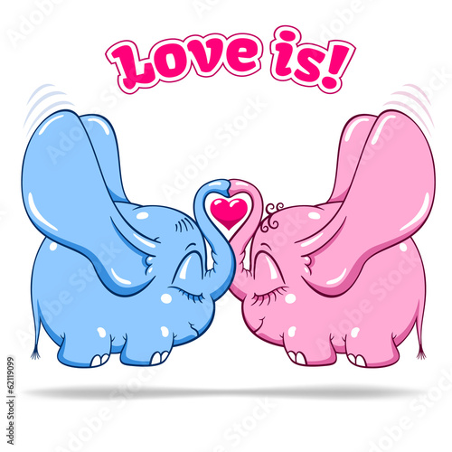 winged baby elephant in love on white