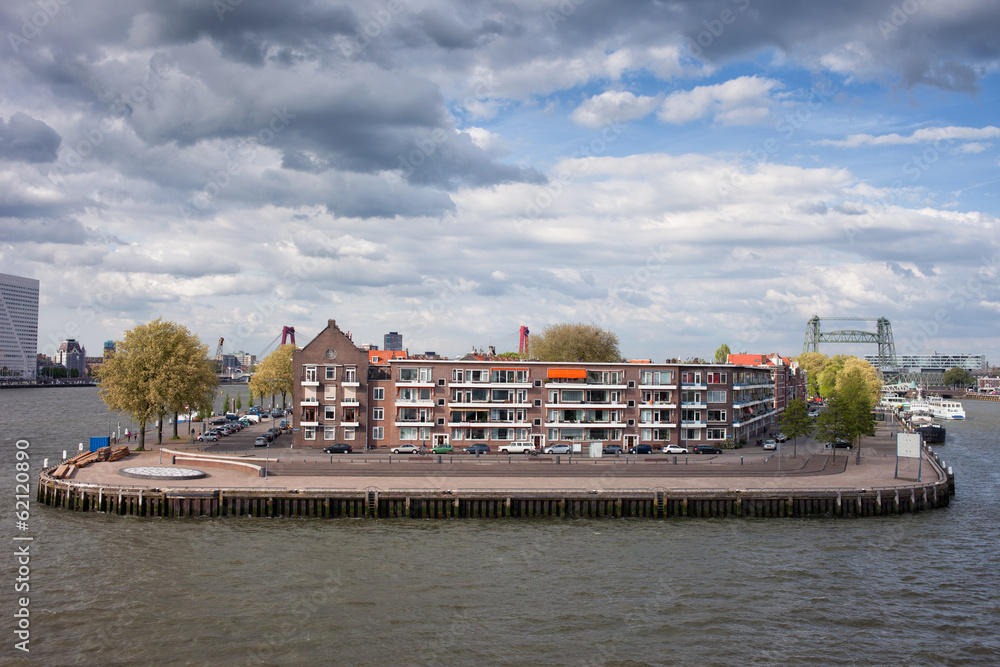 River Island with Houses in Rotterdam