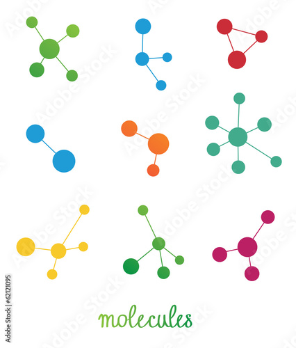 multicolored molecules symbols vector set