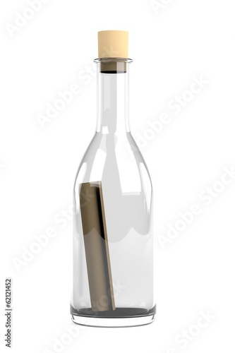 realistic 3d render of message in bottle